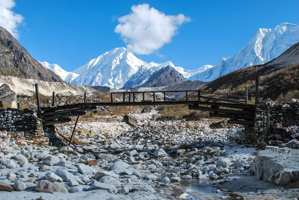 Scenic Himalayan landscape of the Manaslu Circuit during treks during Dashain and Tihar in Nepal.