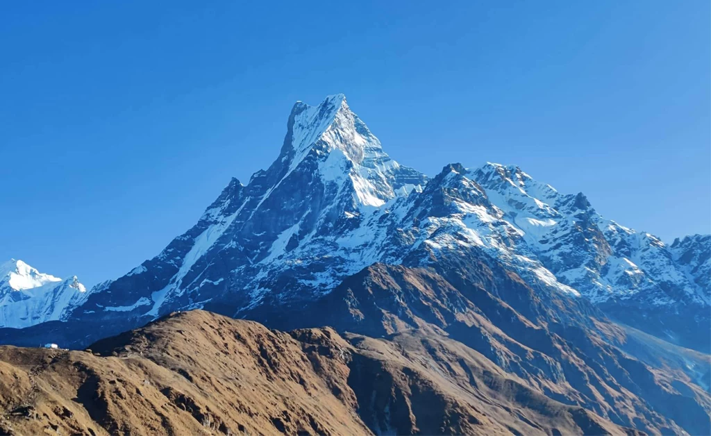 Scenic view of Mardi Himal during treks during Dashain and Tihar in Nepal.